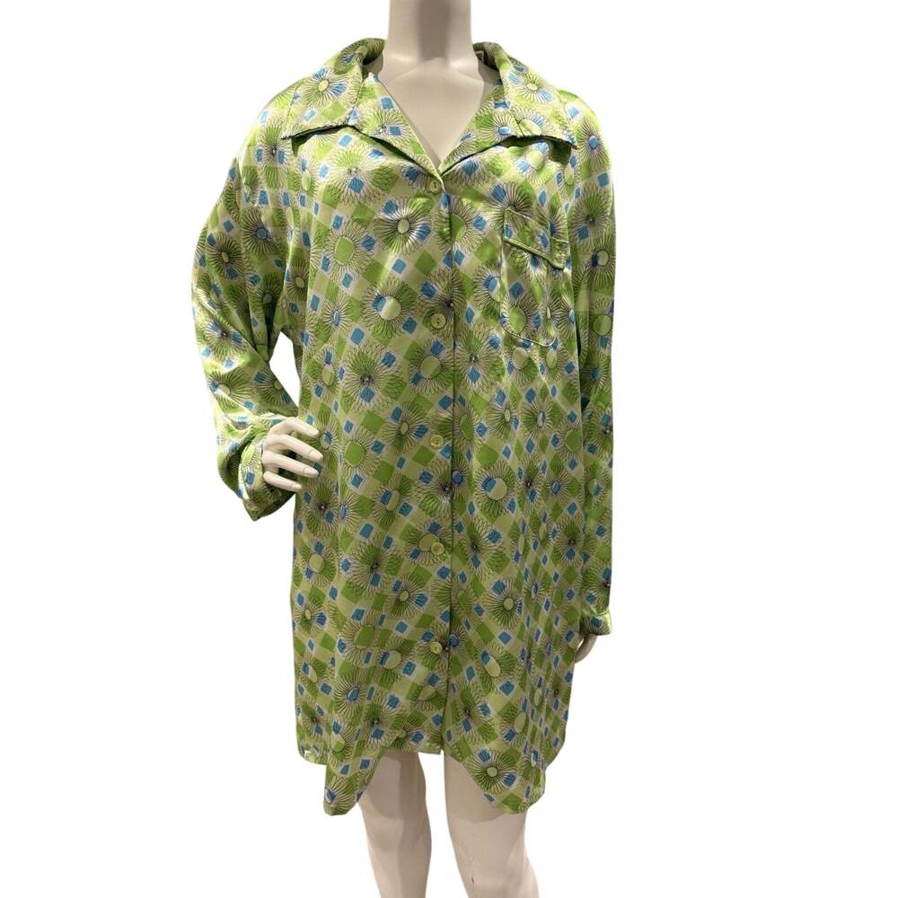 Victoria's Secret Satin Oversize Sleep Shirt Size Large Floral Retro Pattern